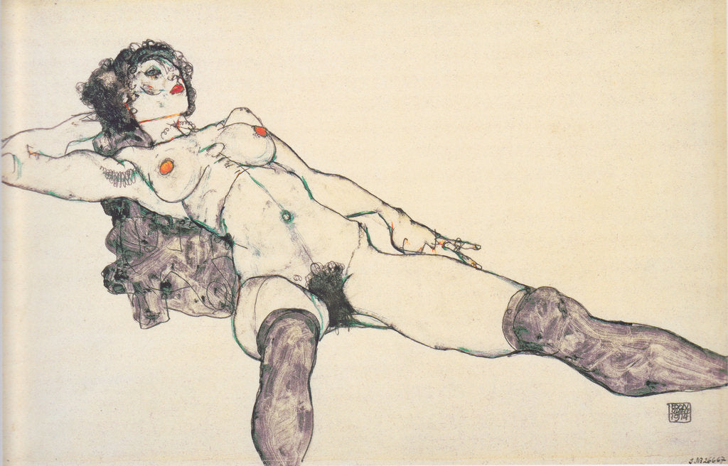 Detail of Reclined female nude with spreaded legs, 1914 by Egon Schiele