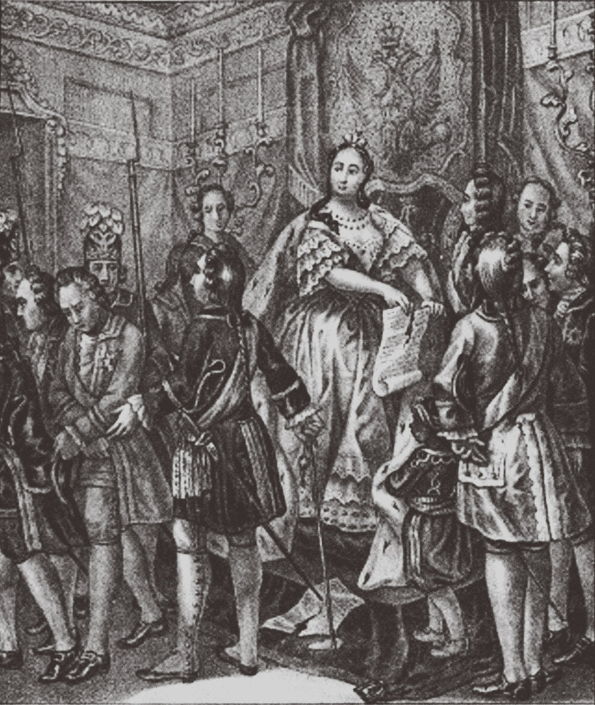 Detail of Anna Ioannovna tearing to the Conditions, 1730 by Boris Artemyevich Chorikov