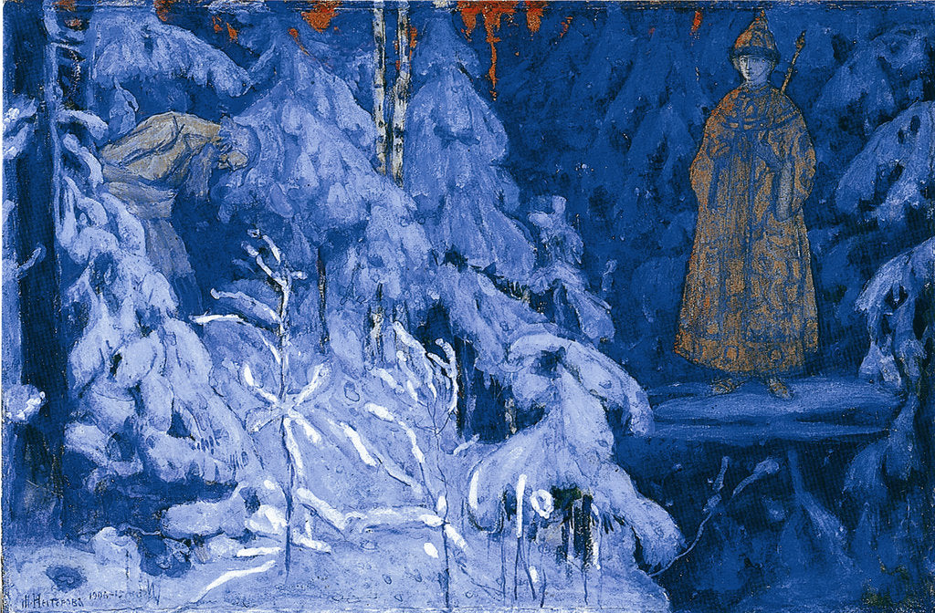Detail of Ivan Susanin receives a vision of Mikhail Fyodorovich, 1906 by Mikhail Vasilyevich Nesterov