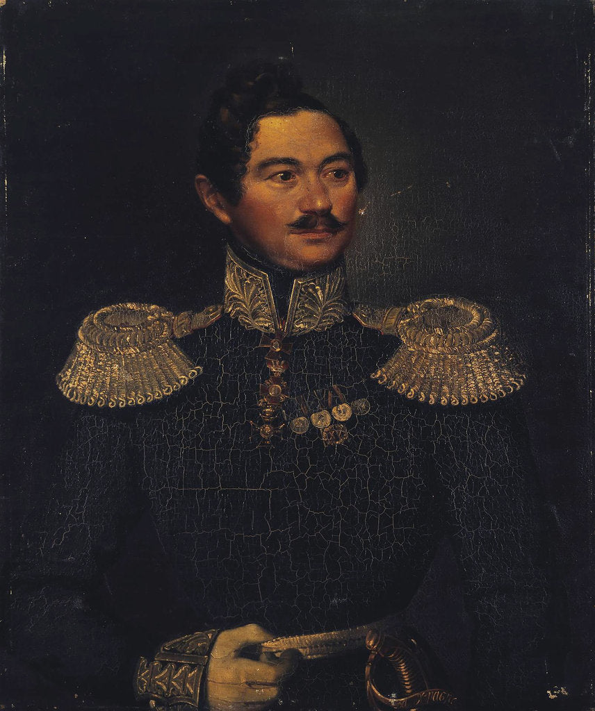 Detail of Portrait of general Ivan Alexeyevich Orlov, 1835 by Pimen Nikitich Orlov