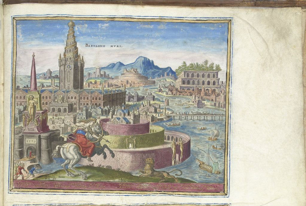 Detail of The Walls of Babylon by Philipp Galle