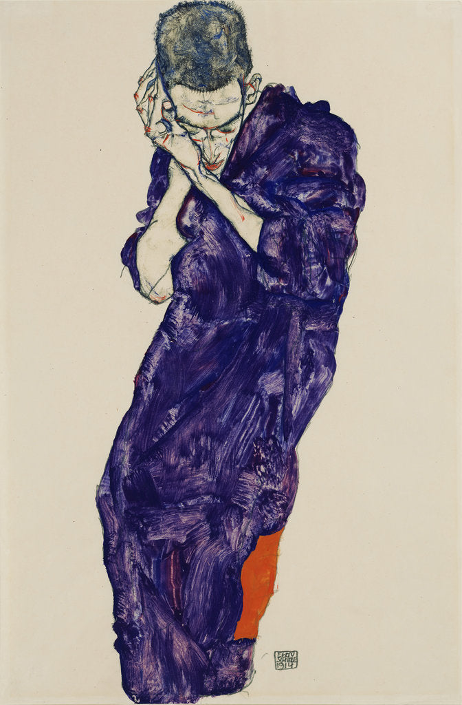 Detail of Youth in purple cassock with folded hands, 1914 by Egon Schiele