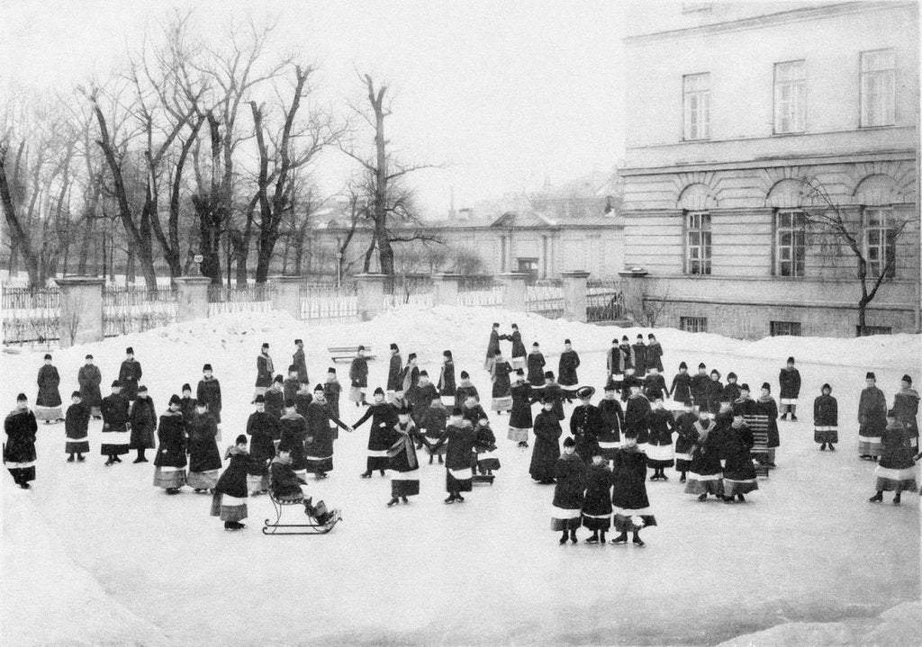 Detail of Pupils of the Smolny Institute for Noble Maidens at at Winter Walk, c. 1913 by Karl Karlovich Bulla