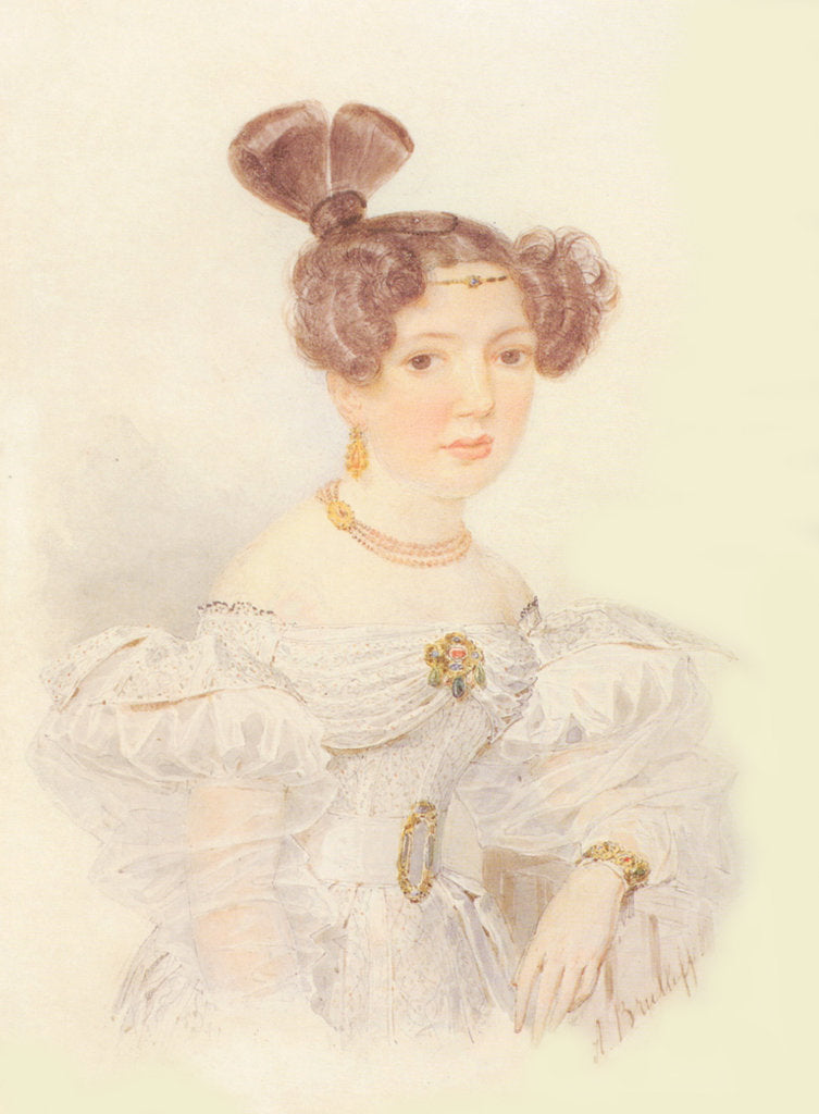 Detail of Portrait of Yekaterina Ivanovna Zagryazhskaya by Alexander Pavlovich Briullov