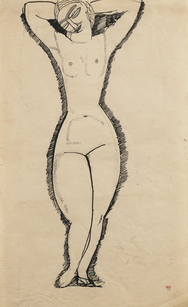 Detail of Standing Nude with Raised Arms, 1911 by Amedeo Modigliani