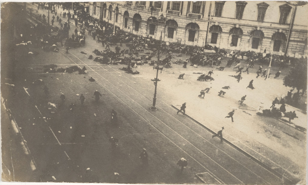 Detail of Government Troops Firing on Demonstrators, July 4, 1917, 1917 by Karl Karlovich Bulla