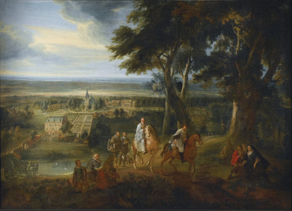 Detail of Rudolf of Habsburg handing over his horse to a priest delivering the viaticum by Jacques D'Arthois