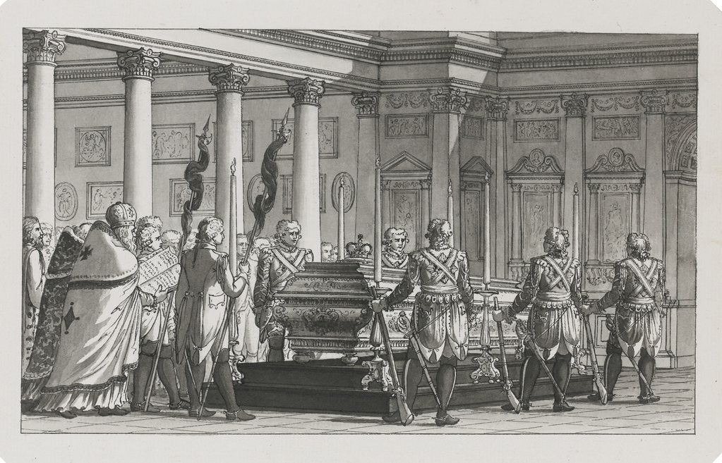 Detail of The Emperor Paul I Lying in State with a guard of honour by Giacomo Antonio Domenico Quarenghi