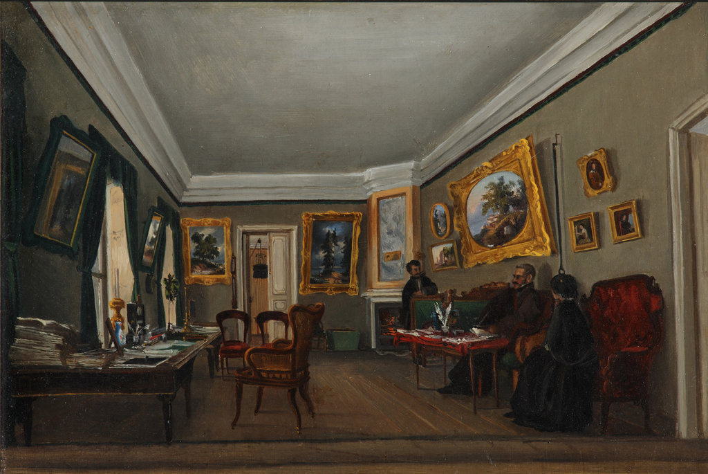 Detail of The Study of the author Alexander Sukhovo-Kobylin in Moscow, 1850s by Sofia Vasilyevna Sukhovo-Kobylina