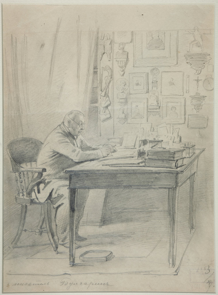 Detail of Portrait of the author Faddei Bulgarin, 1840s by Vasily Timm
