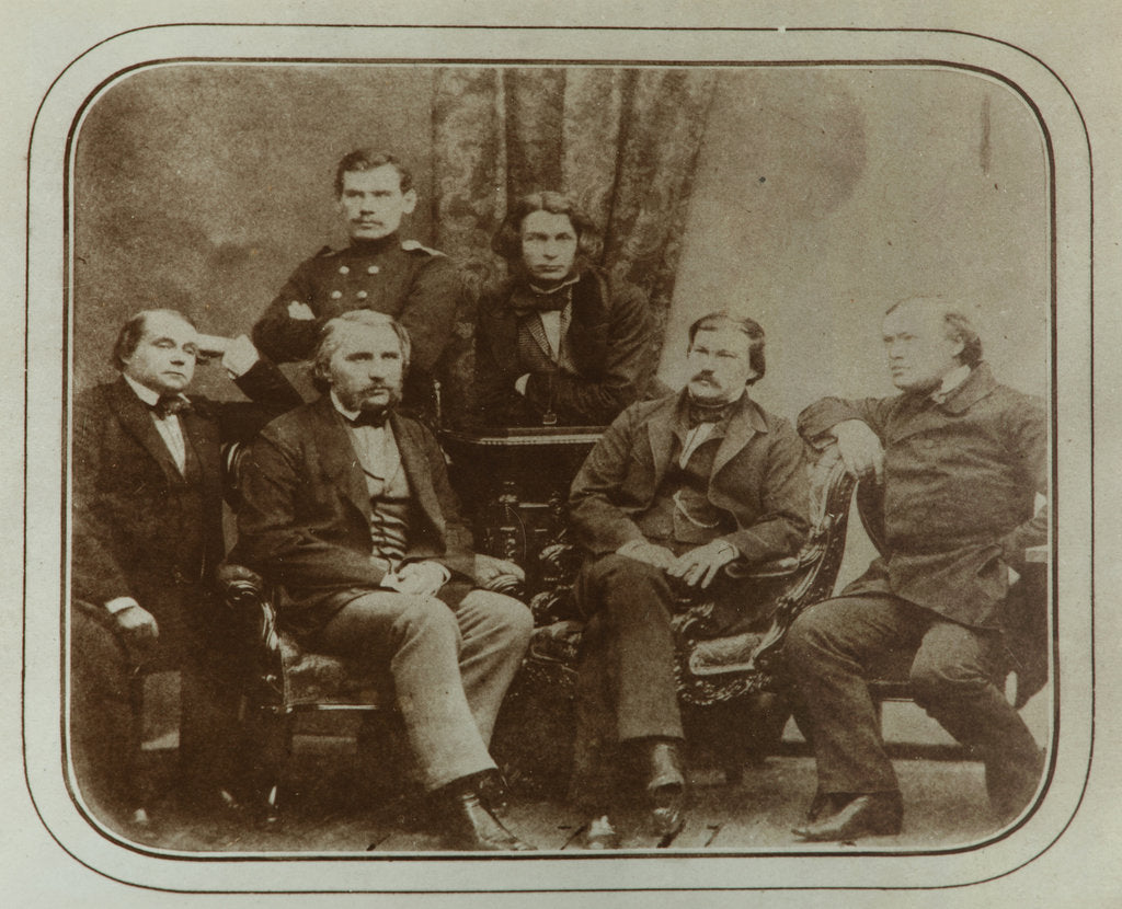 Detail of Sovremennik: Ivan Goncharov, Ivan Turgenev, Leo Tolstoy, Dmitri Grigorovich, Alexander Druzhinin and by Sergei Lvovich Levitsky