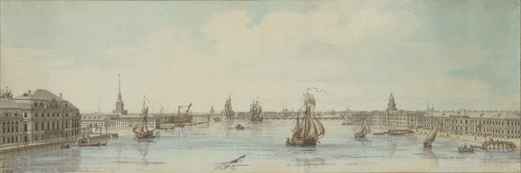 Detail of View of the banks of the river Neva between the Winter Palace and the Academy of Sciences by Louis-Nicolas de Lespinasse