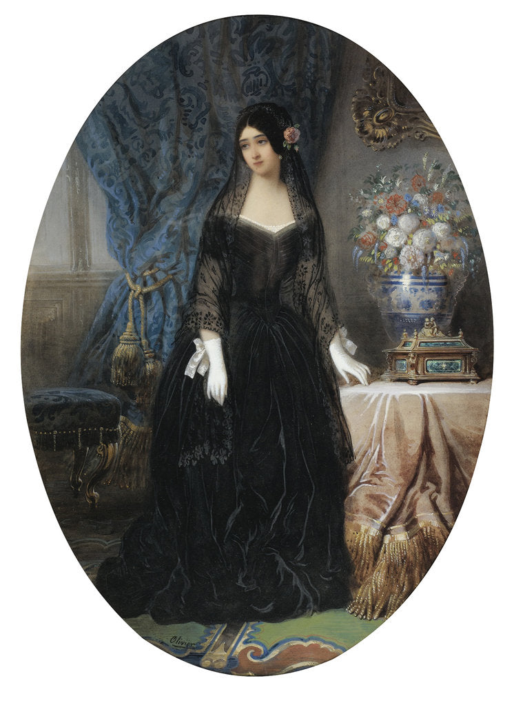 Detail of Portrait of Marie Duplessis, La Dame aux Camélias, c. 1840 by Jean-Charles Olivier