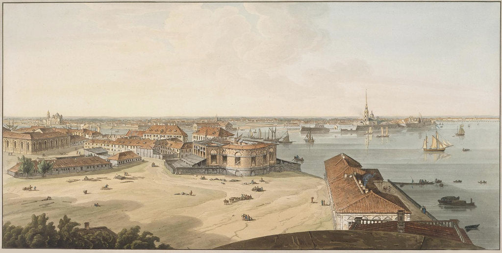 Detail of View to the Spit of Vasilyevsky Island and Peter and Paul Fortress, Between 1802 and 1805 by John Augustus Atkinson