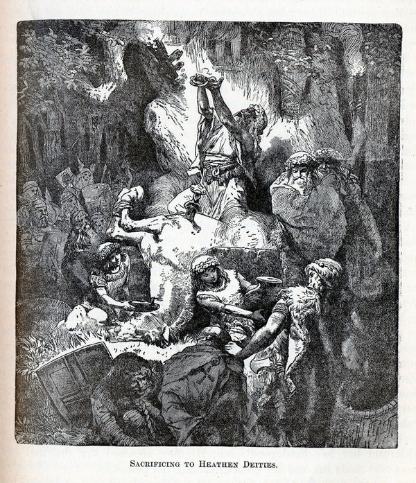 Heathen Example Sacrificing to Heathen Deities, 1882 posters & prints by Anonymous
