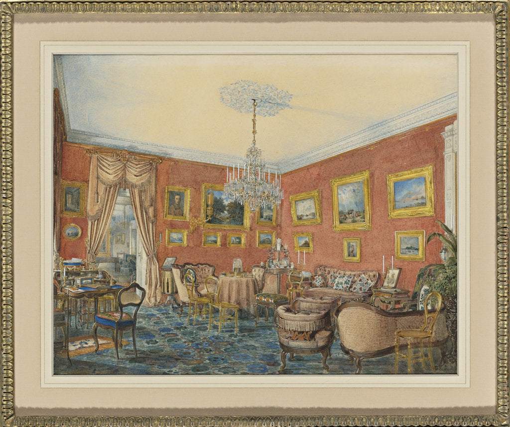 Detail of View of the artists drawing room in his townhouse by the Neva in St. Petersburg, 1859 by Eduard Hau