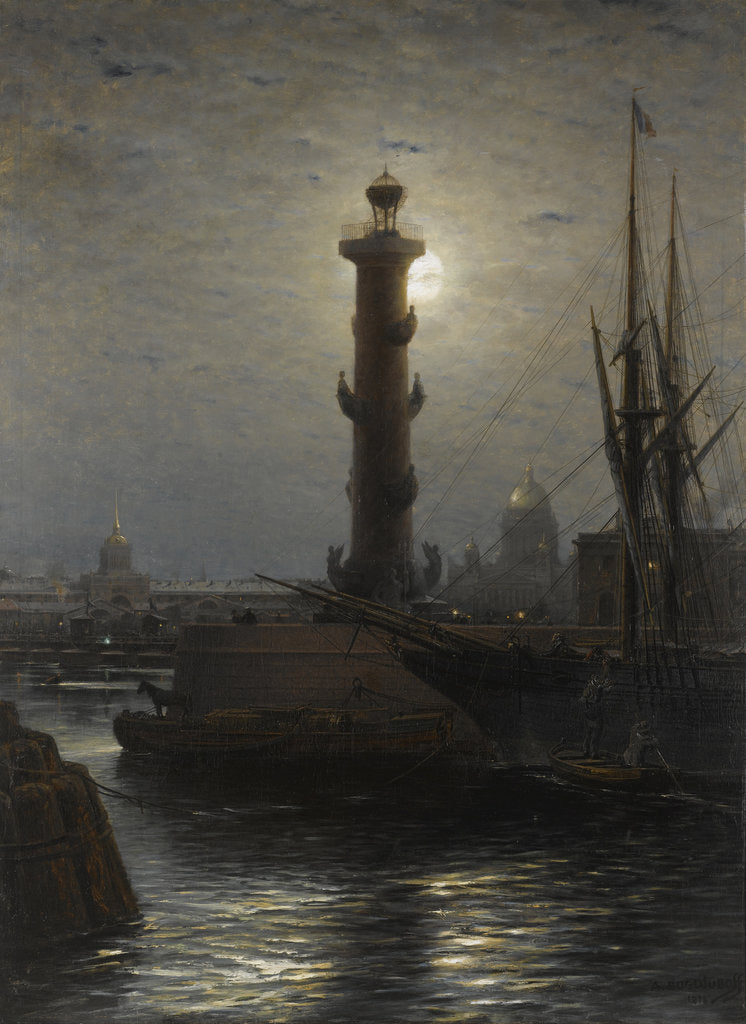Detail of The Rostral Column near the Stock Exchange in St. Petersburg, 1878 by Alexei Petrovich Bogolyubov
