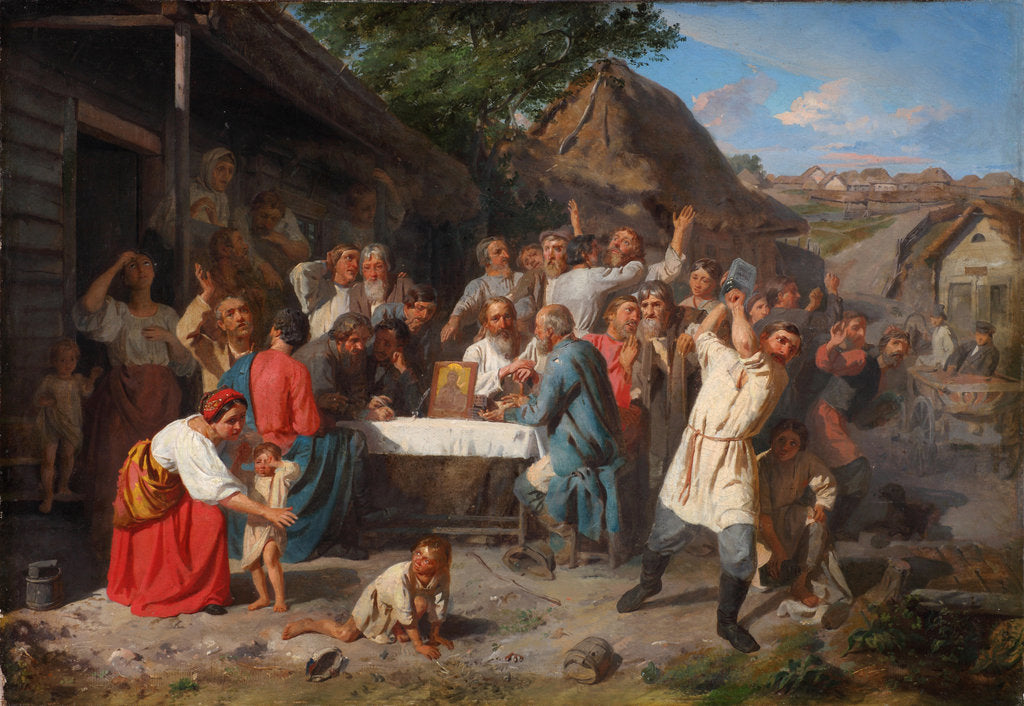 Detail of An Oath Of Temperance. The Temperance Society, 1860 by Akim Yegorovich Karneev