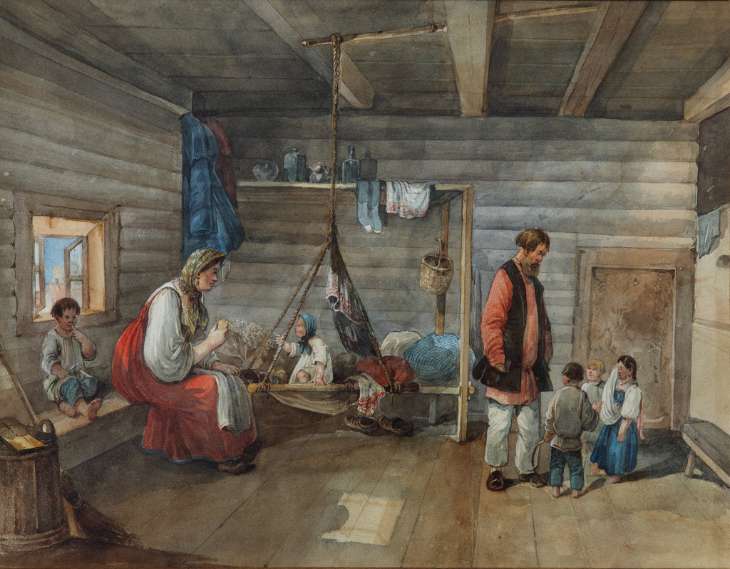 Detail of In a village house, 1841 by Karl Ivanovich Kolmann