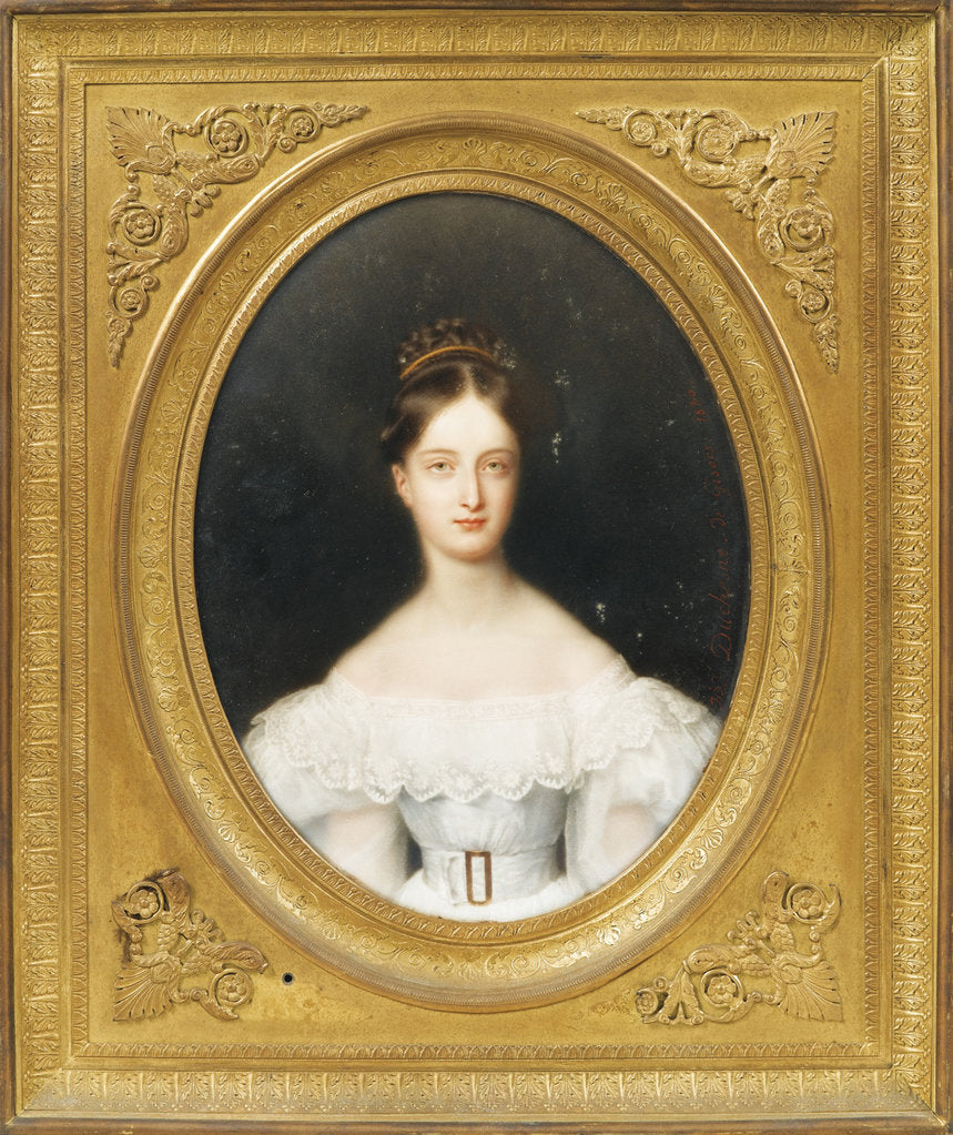 Detail of Princess Clémentine of Orléans, princess of Saxe-Coburg and Gotha, 1830 by Jean Baptiste Joseph Duchesne