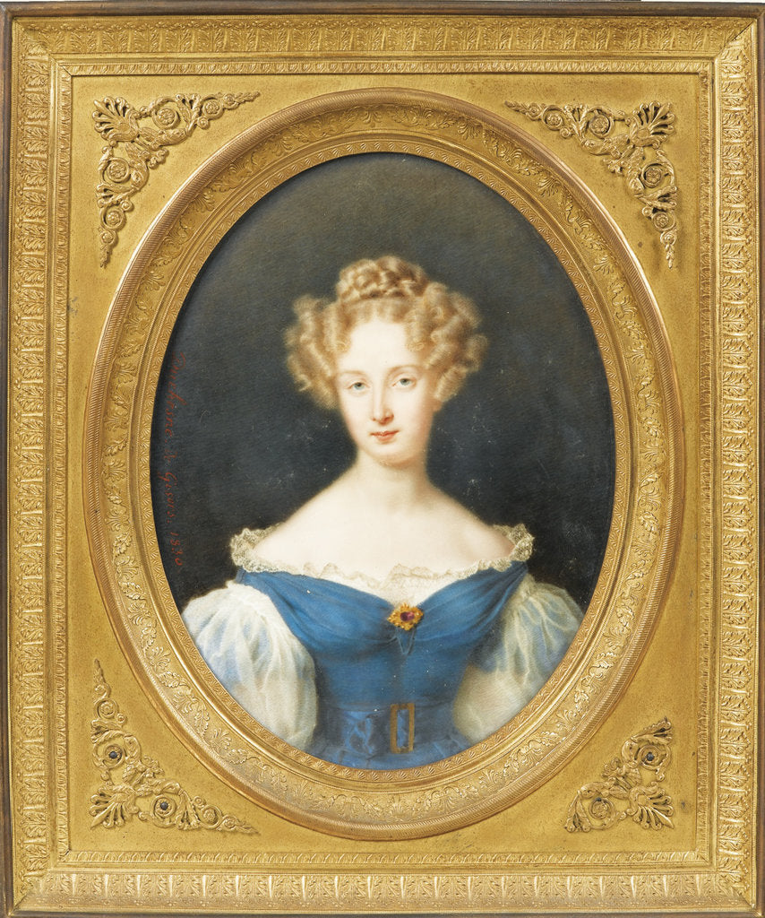 Detail of Princess Louise of Orléans, later Queen consort of the Belgians, 1830 by Jean Baptiste Joseph Duchesne
