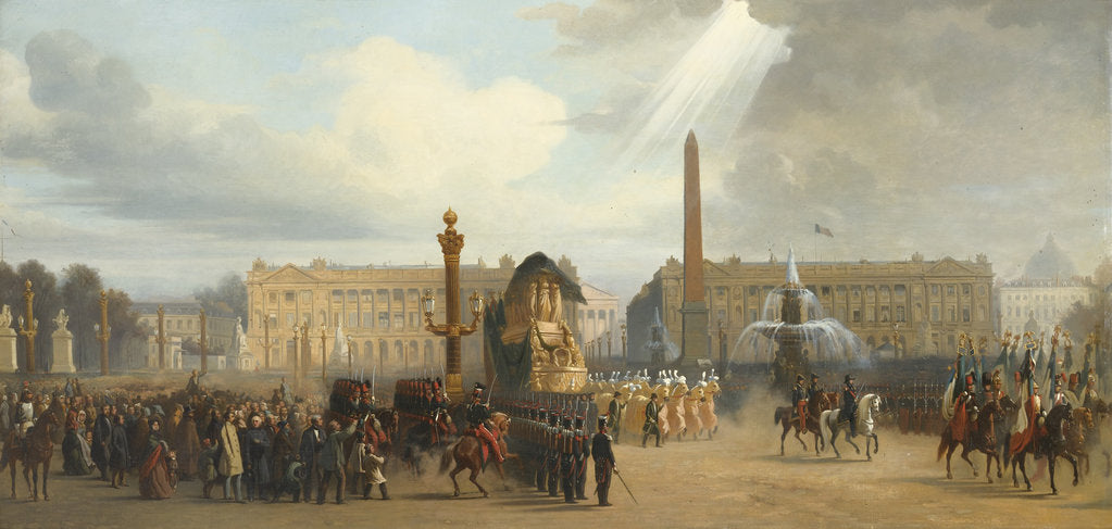 Detail of Napoleons funeral carriage crosses the Place de la Concorde, December 15, 1840, 1844 by Jacques Guiaud