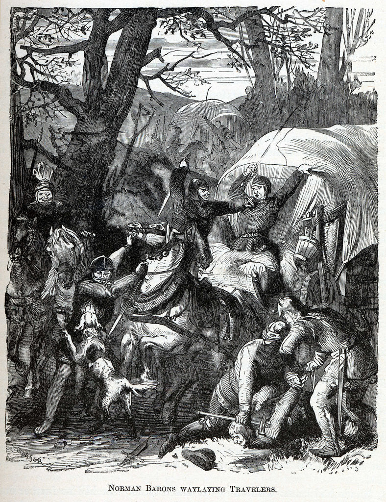 Detail of Norman Barons Waylaying Travelers, 1882 by Anonymous