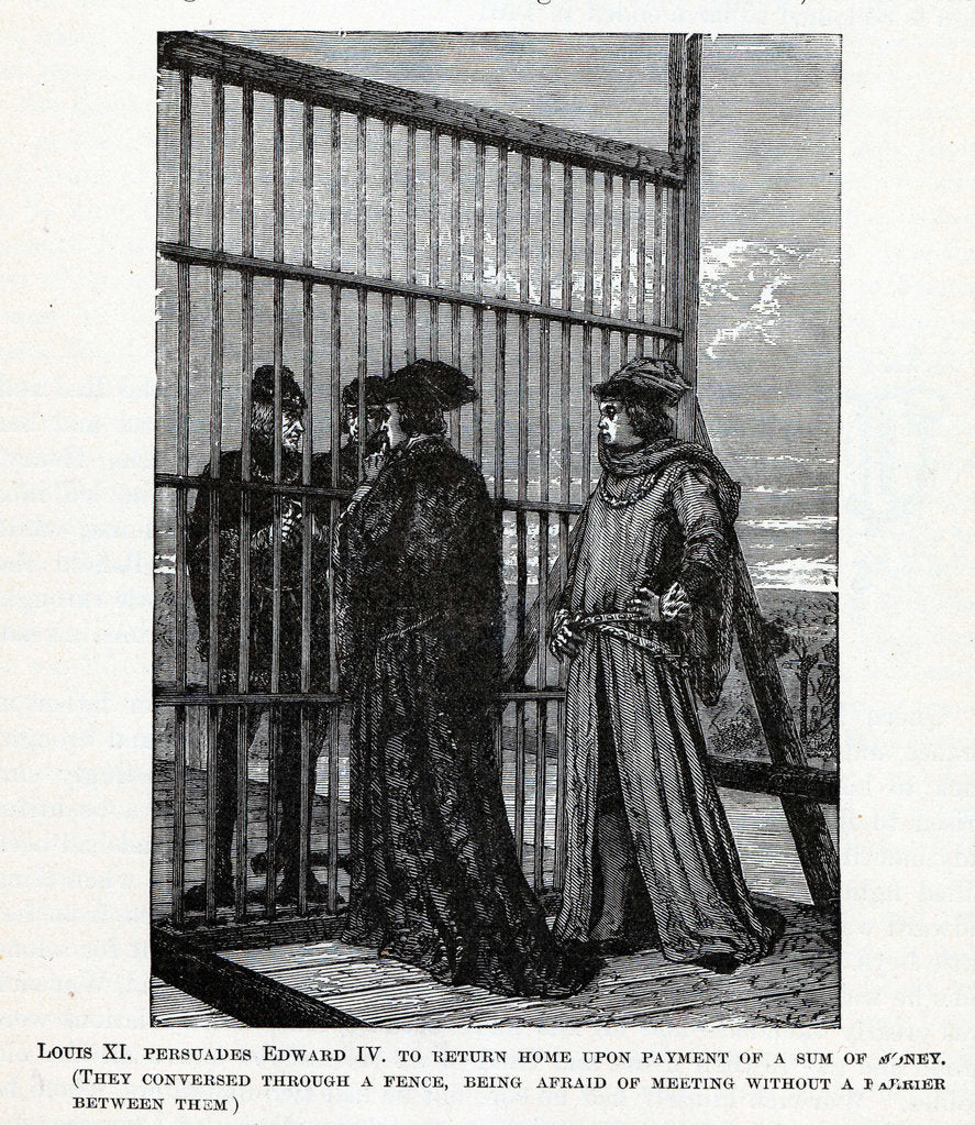 Detail of Louis XI persuades Edward IV to return home of a sum of money, 1882 by Anonymous