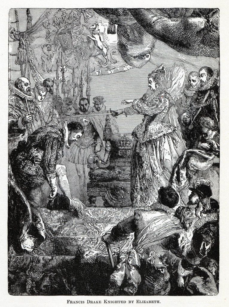 Detail of Francis Drake Knighted by Elizabeth, 1882 by Anonymous