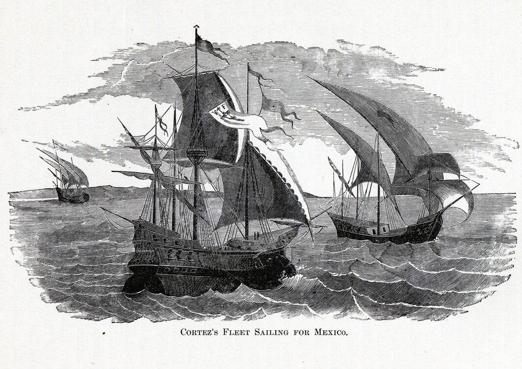 Detail of Cortezs Fleet Sailing for Mexico, 1882 by Anonymous