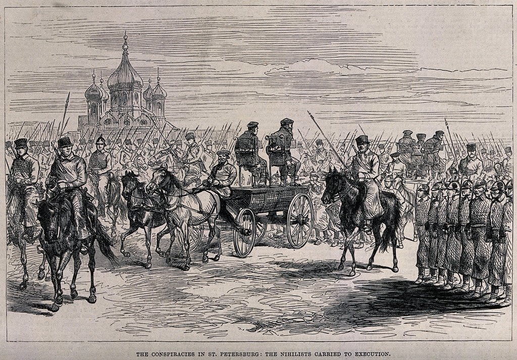 Detail of The Nihilists carried to Execution in St. Petersburg, ca 1881 by Anonymous