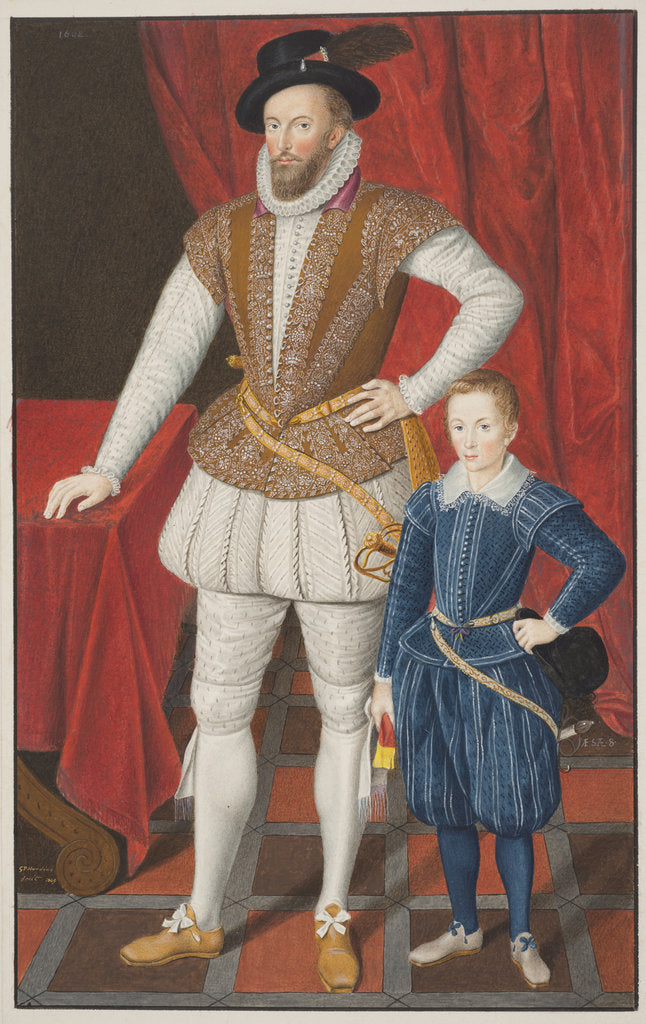 Detail of Sir Walter Raleigh and son, 1602 by Anonymous