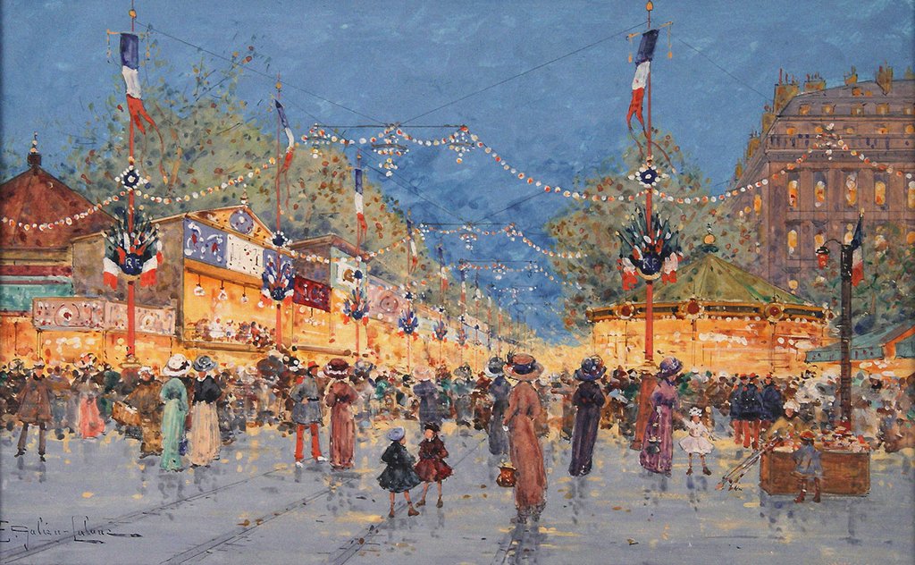 Detail of Foire aux Pains dEpices. Place de la Nation, c. 1930 by Eugene Galien-Laloue