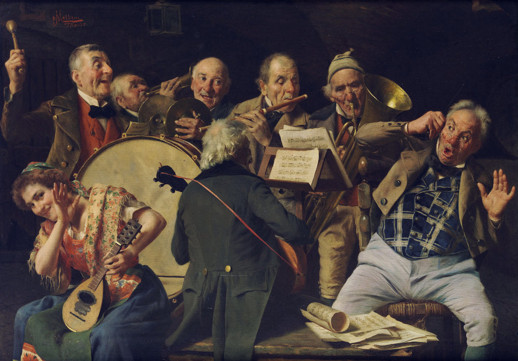 Detail of An orchestra rehearsal, c. 1920 by Pompeo Massani