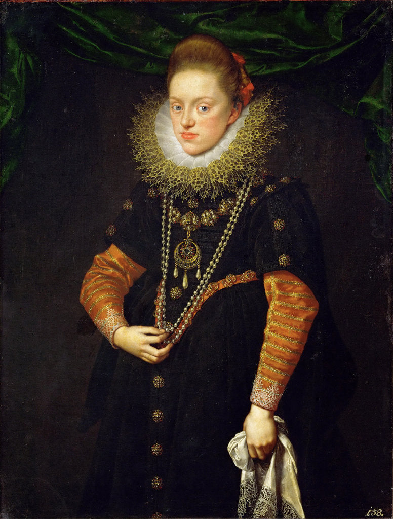 Detail of Portrait of Constance of Austria (1588?1631), queen of Poland, ca 1603 by Frans Pourbus the Younger