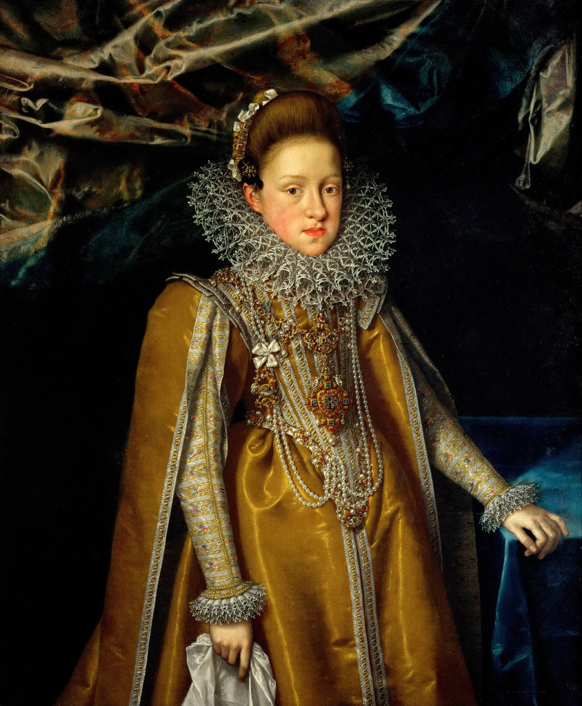 Detail of Portrait of Archduchess Maria Maddalena of Austria, Grand Duchess of Tuscany, ca 1604 by Frans Pourbus the Younger