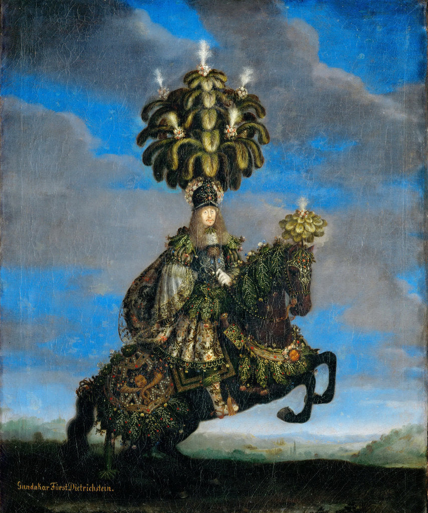 Detail of Gundakar, Prince Dietrichstein in a costume for a Horse-ballet, 1667 by Jan Thomas