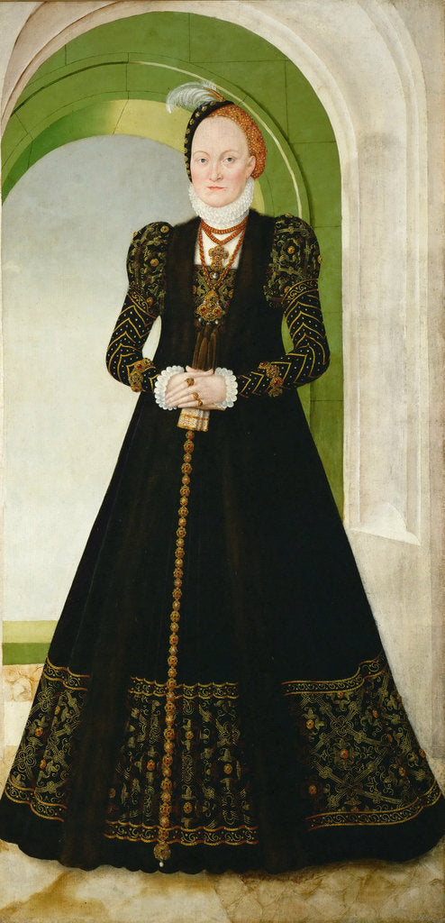 Detail of Anne of Denmark, Electress of Saxony, after 1565 by Lucas Cranach the Younger