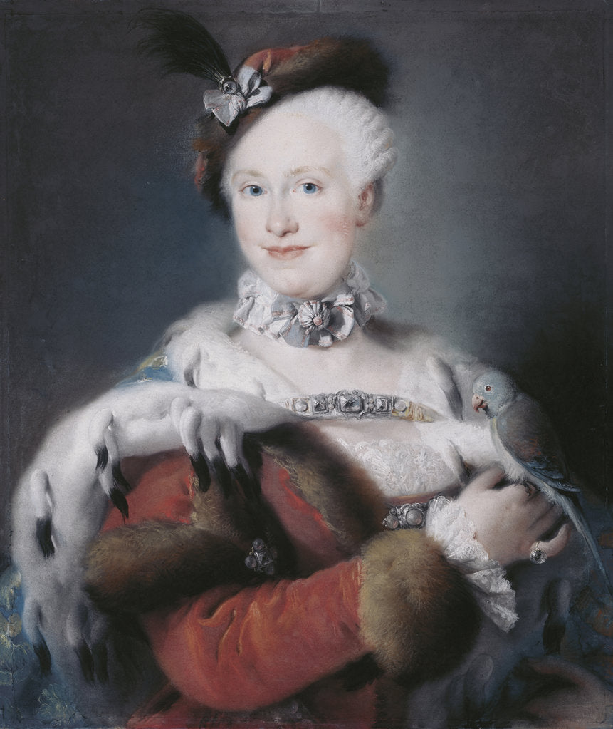 Detail of Portrait of Infanta Maria Luisa of Spain, Holy Roman Empress, 1763 by Lorenzo Baldissera Tiepolo