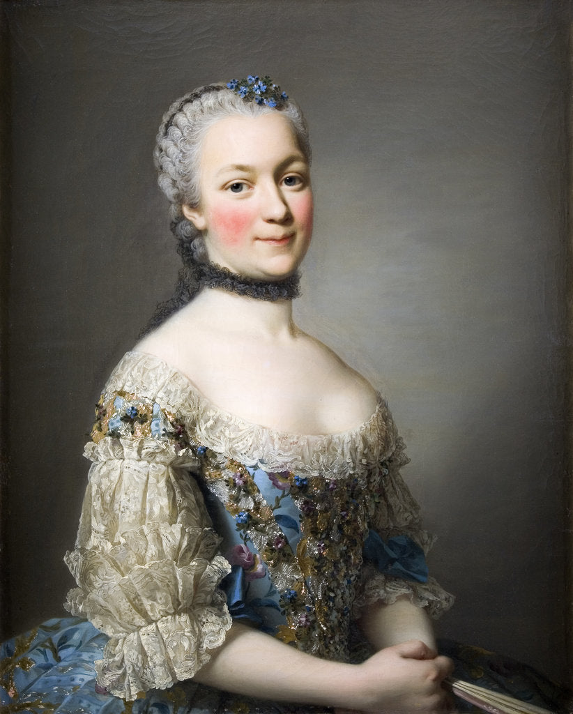 Detail of Portrait of Katarzyna Mniszech, née Zamoyska, 1753 by Alexander Roslin