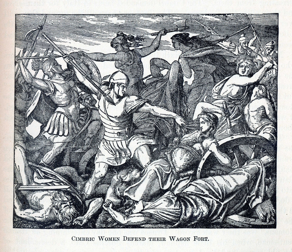 Detail of Cimbric Women Defend Their Wagon Fort, 1882 by Anonymous