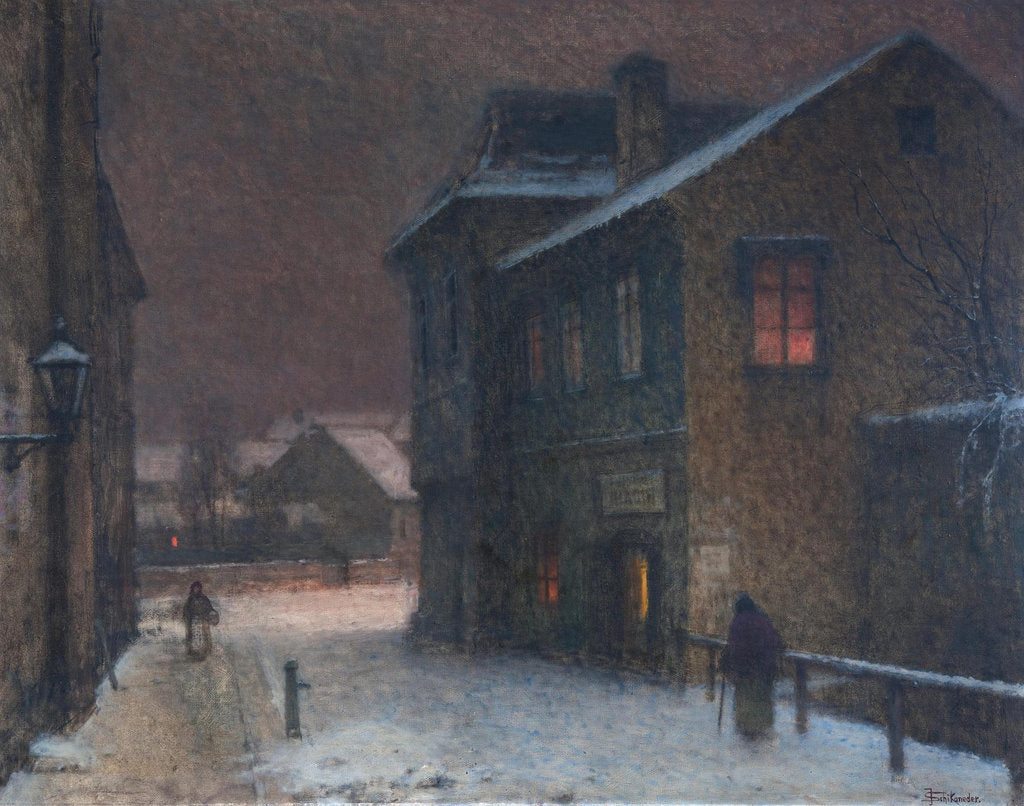 Detail of Street in snow, 1907-1909 by Jakub Schikaneder