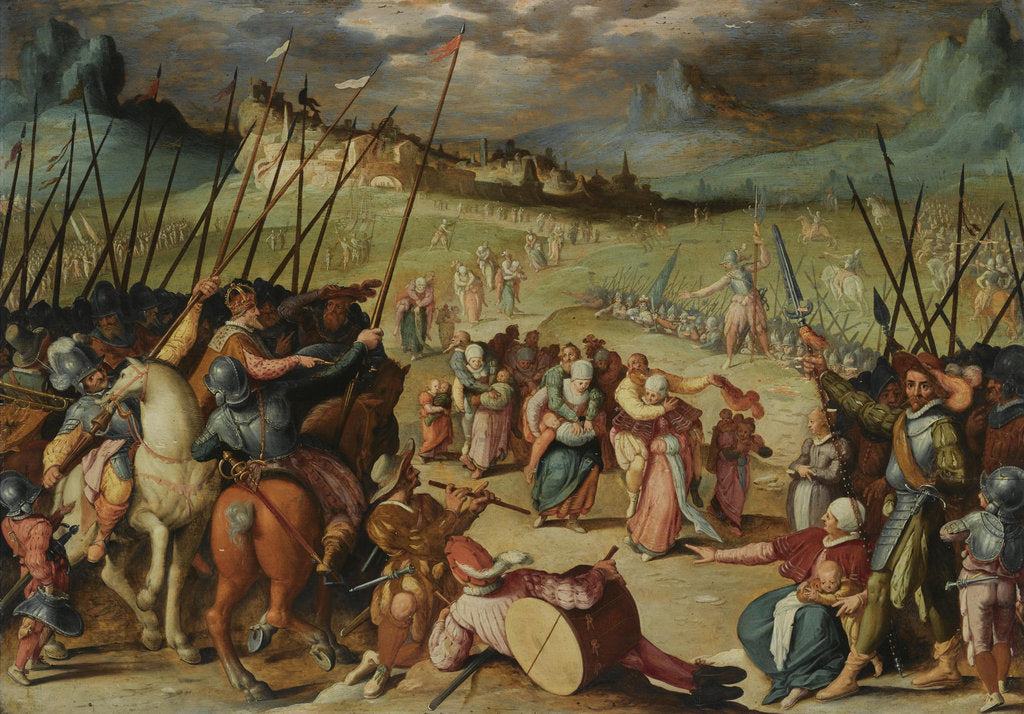 Detail of The faithful wives of Weinsberg by Isaac Claesz. van Swanenburg