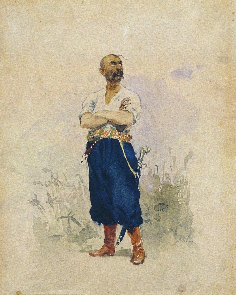 Detail of A Zaporozhian by Ilya Yefimovich Repin