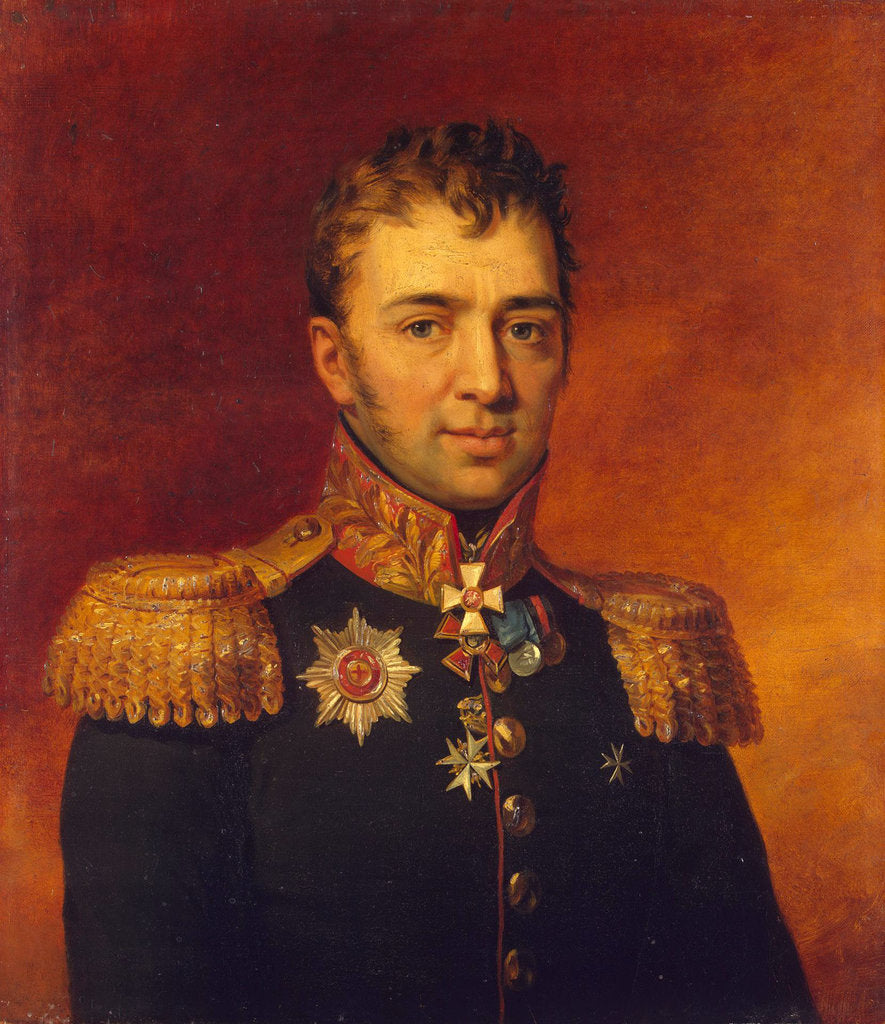 Detail of Portrait of Pyotr Gavrilovich Likhachov, before 1825 by George Dawe