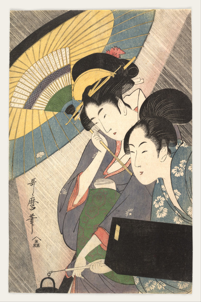 Detail of Two Women Under an Umbrella, 1790s by Kitagawa Utamaro