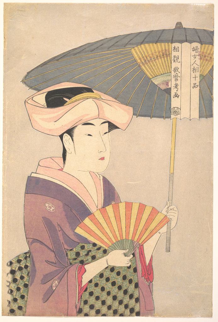 Detail of Woman Holding Up a Parasol, from the series Ten Types in the Physiognomic Study of Women, c. 1793 by Kitagawa Utamaro