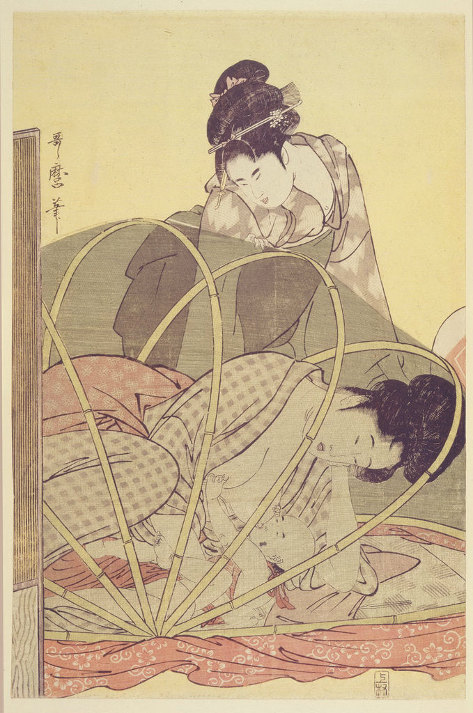 Detail of Mother Nursing Baby under Mosquito Net, c. 1795 by Kitagawa Utamaro