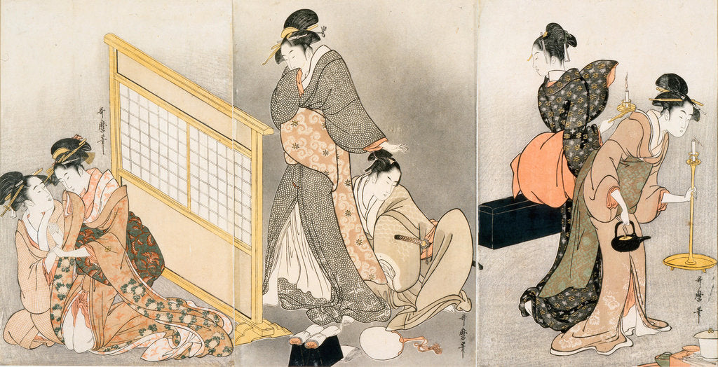 Detail of Double pillow. Triptych, ca 1794 by Kitagawa Utamaro