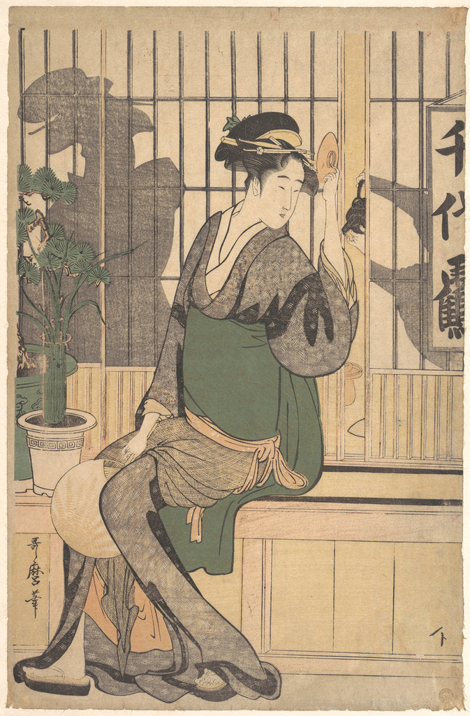 Detail of The Chiyozuru Teahouse (Shadows on the Shoji), 1790s by Kitagawa Utamaro